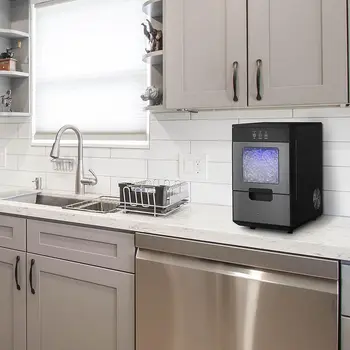  44 фунта. Настольный льдогенератор Nugget с функцией самоочистки, Многоразовый резервуар для воды, идеально подходит для кухонь, офисов, домашней кофейни.