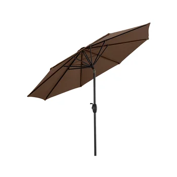  9-футовый Открытый зонт для внутреннего дворика с наклоном и кривошипным подъемником, Кофейный