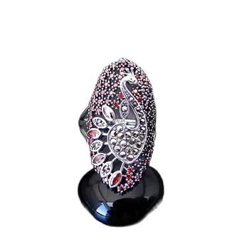  KJJEAXCMY изысканные ювелирные изделия из стерлингового серебра taiyin с кольцом в виде павлина с открывающимся кольцом для кормления леди преувеличением