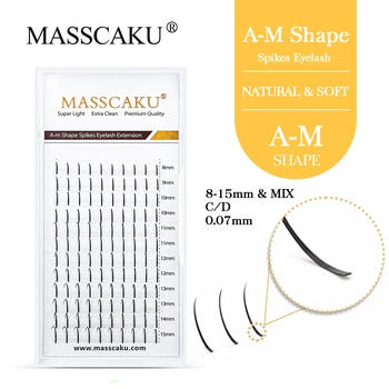  MASSCAKU Lashes Новые Готовые веера диаметром 8-15 мм и разной длины, форма A/M, Шипы, Пушистые ресницы, индивидуальные принадлежности для наращивания ресниц