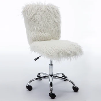  Многоцелевое компьютерное кресло для домашнего офиса без подлокотников из искусственного меха Flokati Tasks, вращающееся кресло для руководителей, белое [В наличии в США]
