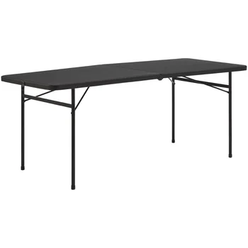  Опоры 6-Футовый двухстворчатый пластиковый складной стол, черная уличная мебель mesa