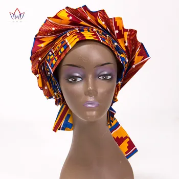  Уже сделанный Африканский головной убор для женщин, Нигерийские шарфы для девочек, Женская повязка на голову из чистого хлопка, красивый свадебный Тюрбан WYB462